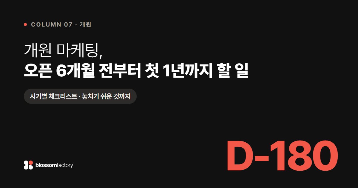 개원 마케팅, 오픈 6개월 전부터 첫 1년까지 할 일
