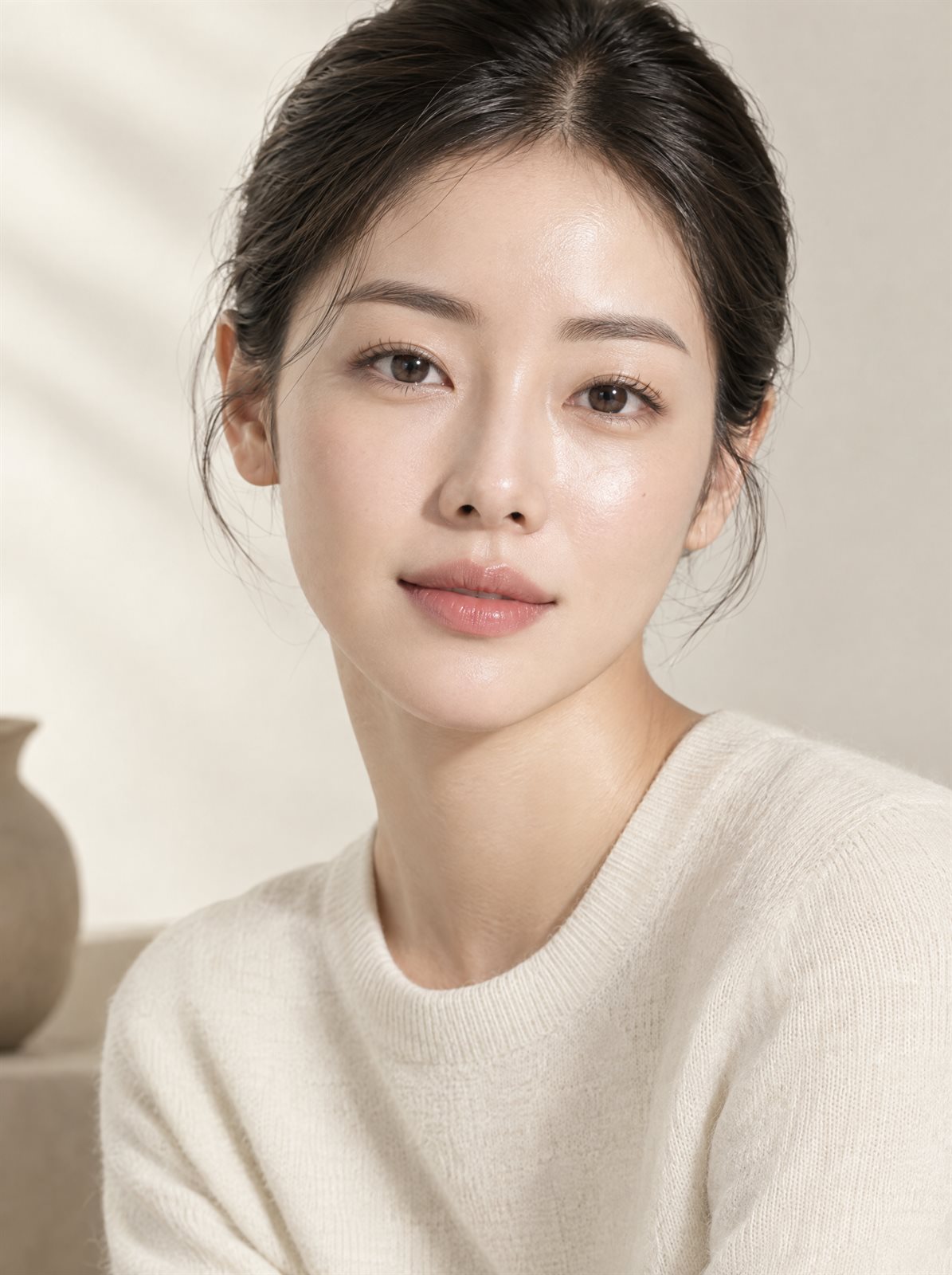 자연스러운 결과 윤기가 살아 있는 피부의 인물 사진