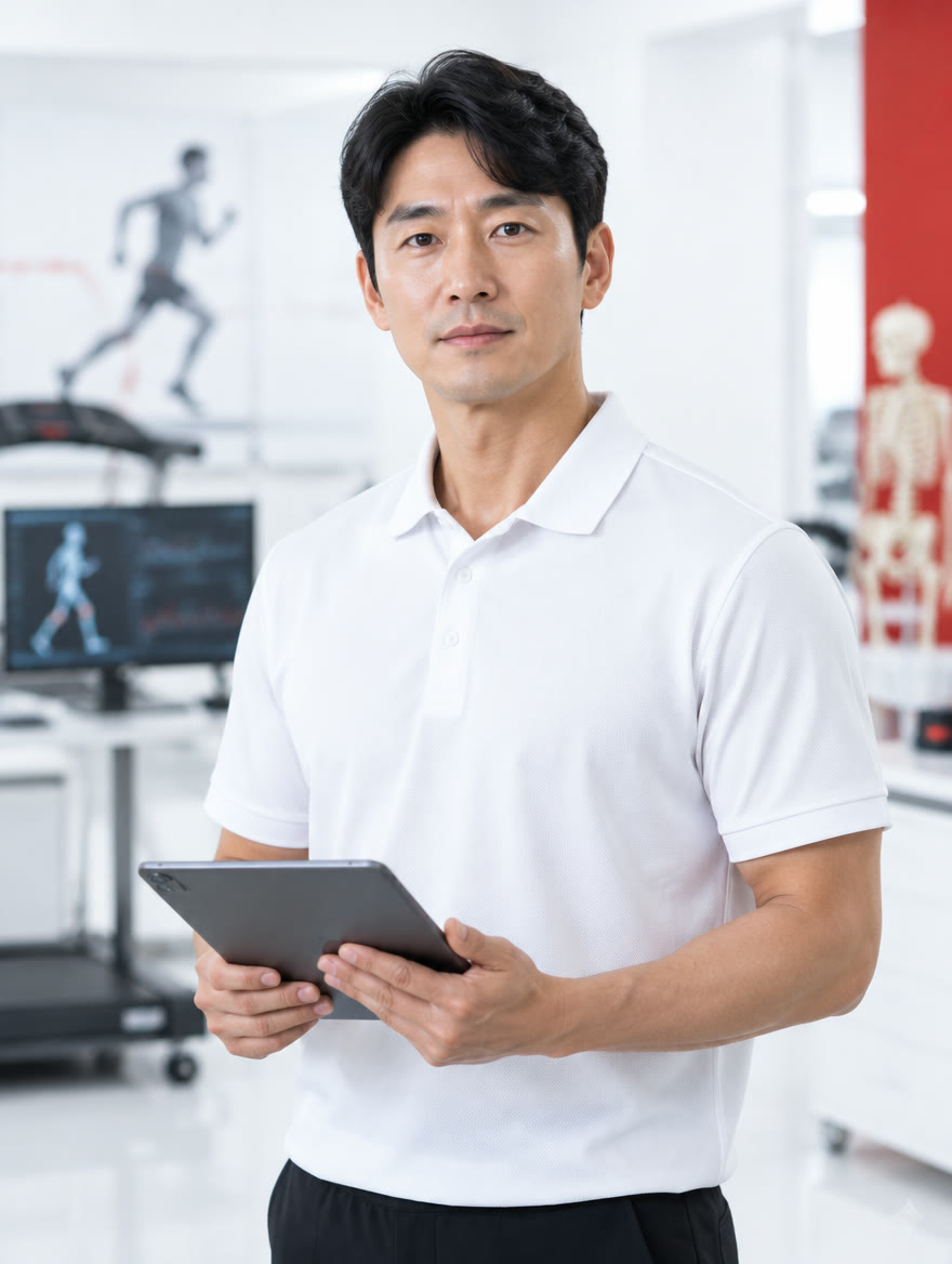 태블릿을 든 차승준 대표 코치